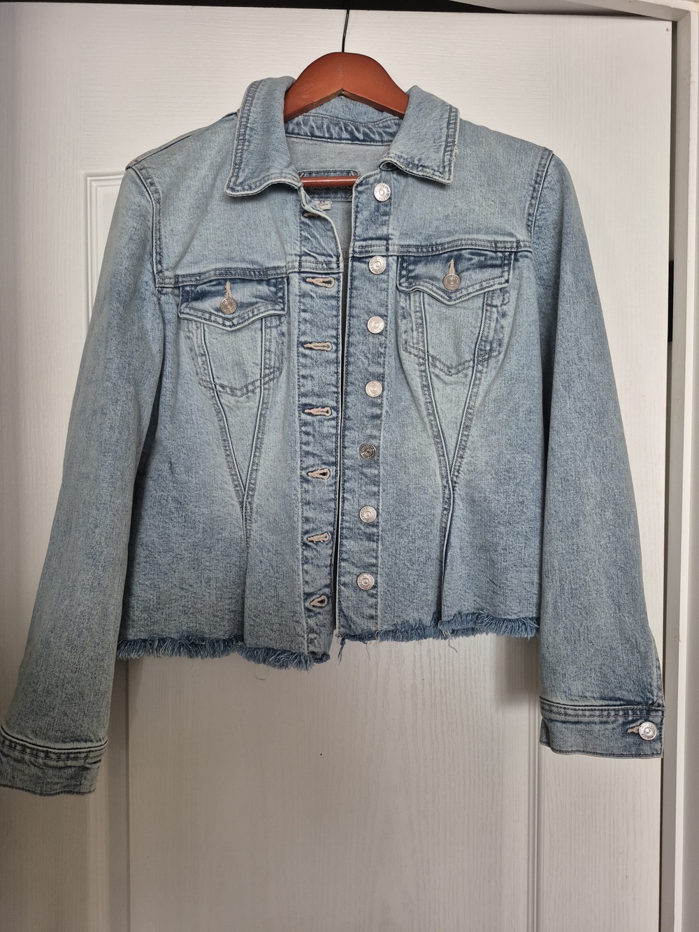 Maurices Light Wash Distressed Denim Jacket - Women